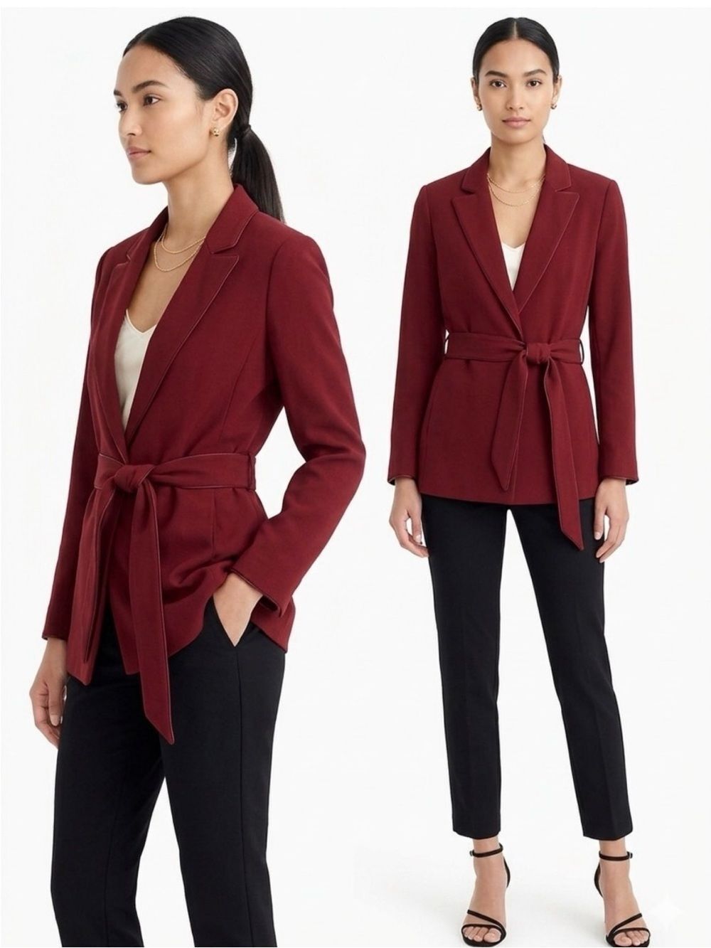 NWT J. Crew Burgundy Belted Blazer Jacket Size S